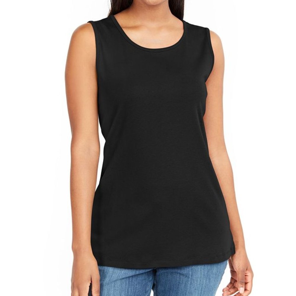 Karen Scott Cotton Sleeveless Tank Black Small